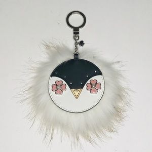 Kate Spade Penguin Key Fob Pom Pom Black White